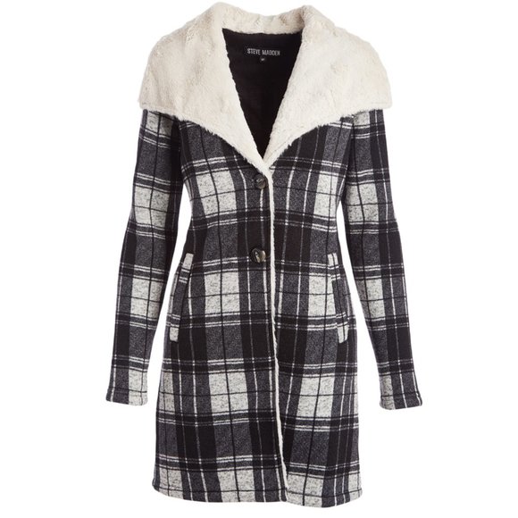 Steve Madden plaid fleece button up coat - Picture 7 of 7